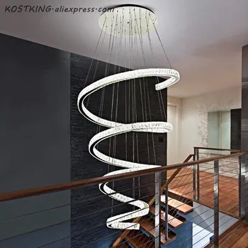 Špirála dizajn, moderné LED luster krištáľové lampy Dia80*H220cm lustre hotel schodisko svietidlá