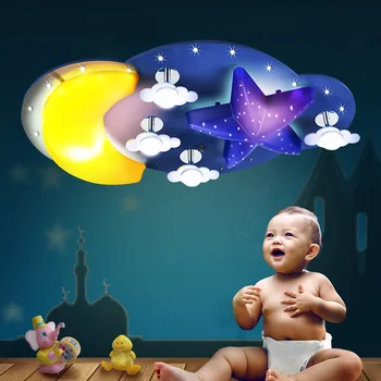 Deti spálňa svetlá spálňa svetlá LED Stropné Svietidlá moderného kreslené hviezdy, mesiac chlapec tvorivé izba obývacia izba osvetlenie zcl