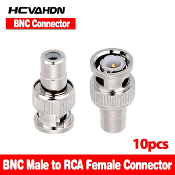 HCVAHDN 10pcs BNC Male RCA Samica Koaxiálny Kábel Konektor Adaptéra F/M Spojka pre CCTV Kamery