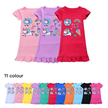 Baby Dievčatá Princezná Vestidos Deti Bežné Nightdress Oblečenie Pajama pre Adley Šaty detské Letné Roztomilý Kreslený Oblečenie