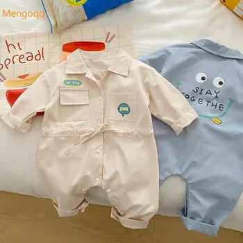 Mengoqq Baby Kombinézu 0-2 Rokov 2022 Jeseň Nové Deti, Dojčenská Chlapec Pevné Jednoduché Romper Novorodenca Tlač Oblečenie