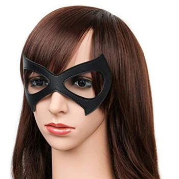 1pc Cosplay Masky, Kostýmy PU Čierna Koža Očná Maska Cosplay Sexy Očná Maska Okuliare pre Halloween Rekvizity 16.5*6,5 cm