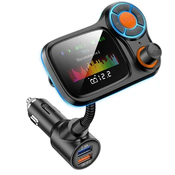 Auto Hands-free Bluetooth-compaitable 5.0 FM Vysielač do Auta MP3 Modulátor Prehrávač Handsfree, Audio Prijímač QC3.0 Rýchlo Nabíjačka,