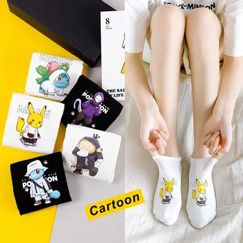 Nový Pokemon Ženy Krátke Ponožky Cartoon Pikachu Anime Bavlna Priedušná Kawaii Tlač Japonských a kórejských Členkové Ponožky Darček k Narodeninám