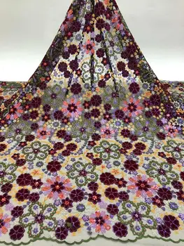 Multicolor sequin výšivky flanelové patch textílie/Afriky čipky sequin výšivky francúzsky čistý priadza pre večerné šaty svadobné šaty