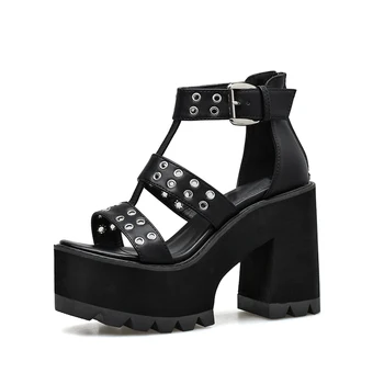 Vintage Punk Gotický topánky Sandále žena, gladiator, topánky, Sandále na Platforme ženy strappy podpätky Gladiator Sandále ženy LJB28-1