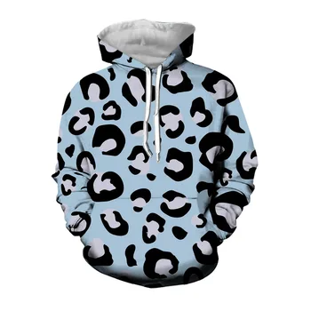 Jumeast 3D Leopard Tlač Mens Hoodies Estetické Oblečenie Móda Bežné Streetwear Nadrozmerná Hoodie Mužov Oblečenie Pohodlné Coats