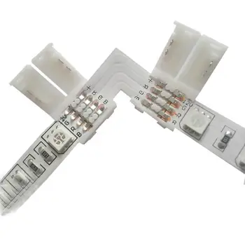 5 ks 4 pin LED Konektor Tvaru L Pre pripojenie roh pravý uhol 10 mm 5050 LED Pásy Svetla, Farbu RGB
