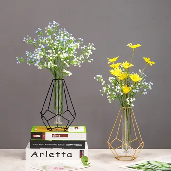 Nordic minimalistický štýl sklo skúmavky hydroponické váza iron art modul moderné Záhradkárstvo dekorácie Kvetinové vázy ozdoby
