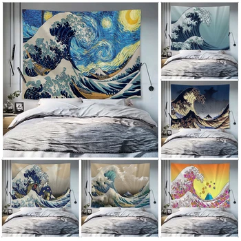 Japonsko Vlny Vytlačené Veľké Nástenné Gobelíny Umenie, Sci-Fi Miestnosti Domova Wall Art Decor