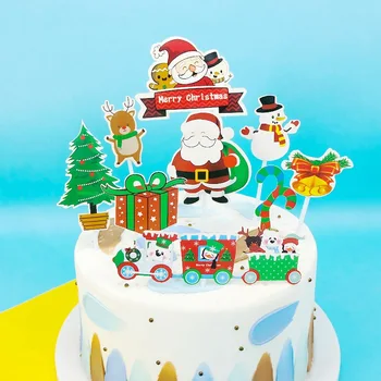 Nové Veselé Vianoce Cake Vňaťou Nastaviť Vianočný Stromček Darčeka Papierový Košíček Vňate na Vianočný Večierok Cake Dekorácie Vianoce 2023
