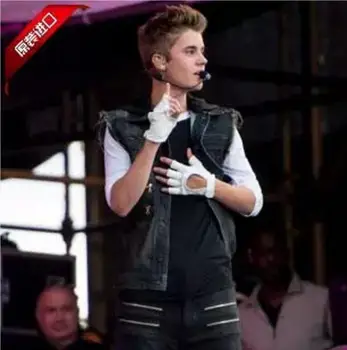 XS-3XL 2022 Nové pánske Oblečenie Oblečenie Hviezda Justin Bieber Vesta bez Rukávov Kovboj Vesta Plus Veľkosť Spevák Kostýmy