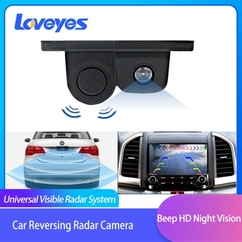 Auto parkovacia Kamera Spätného Radarový Snímač 2v1 Bzučiak HD Nočné Videnie Otáčanie Obrazu Spätné Vozidla Kamera Univerzálna