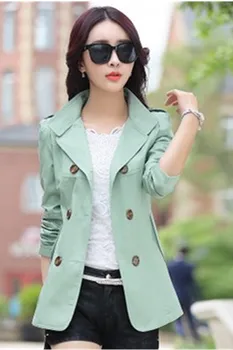 Kórejská verzia nové krátke odseku móda bola tenká windbreaker Ženy dlhým rukávom Tenký veľké veľkosti wild kabát