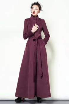 Móda Solid Farba Vlny Kabát Dlhé Vlny Bunda dámske Vintage Mandarin Golier Štíhle Ženy Kabát Zimný Kabát Plus Veľkosť
