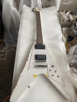 ručne vyrobené biela relikvie vo veku Elektrická Gitara humbucker snímače Dovezené Hardvéru Limited edition