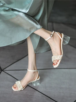2022 Jeseň Elegantné Stredný Náklon Ženy Sandále Office Lady Luxusné Pohodlné Čerpadlá pre Ženy kórejský Štýl Topánky Outwear