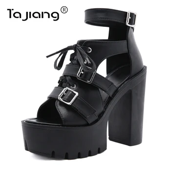 Ta Jiang Lete Nové zvýšenie výšky, dámske topánky, kovové pracky, Roman hrubé-soled klin sandále gladiator topánky T167-14