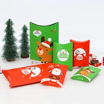 10PCs Vianočné Vankúš Tvar Candy Box Veselé Vianoce Craft Papier Darčeka Packging Deti Láskavosti Biscuit Candy Liečbu Taška