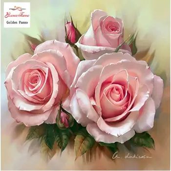 Výšivky DIY Ružové Kvety Maľba Úplné Vyšívanie, Cross stitch kitsCross-steh Výšivky Sady