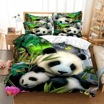 Panda posteľná bielizeň Perinu Nastaviť 3d Digitálna Tlač Posteľná Bielizeň Módny Dizajn Cumlík Kryt posteľná bielizeň Sady Posteľ Nastaviť