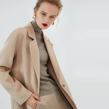 dámske zimné kabáty béžová obojstranné vlna cashmere outwear 2019 jeseň plus veľkosť dámy módne zvrchníky dlho zadarmo lode