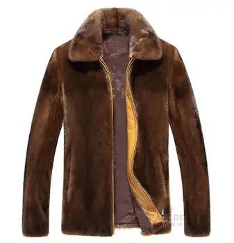 Hnedé kožušiny, kožená bunda pánske teplé faux noriek kožušiny, kožené krátka srsť mužov voľné bundy zimné jeseň zahustiť jaqueta de couro