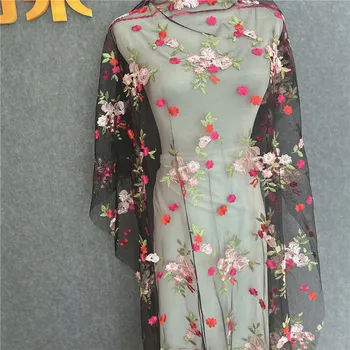 3Yards Čipky Textílie Troch-dimenzionální Multicolor Výšivky Kvetina Oblečenie, Šitie Textílie, Čipky A6