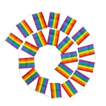 5m 20pcs Dúhová Vlajka Reťazce farebnú Dúhu Mier Vlajky Zástavy LGBT Pride LGBT Vlajka Lesbičiek Gay Právo Sprievod Visí Bunting