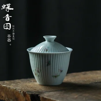 Jingdezhen Čisté Ruky, Kreslenie Sancai Gaiwan Šálku Čaju Tepelne-Odolné Jediný Porcelánu Kung Fu Čaj Nastaviť Domácnosti Tenké Biele Porcelai