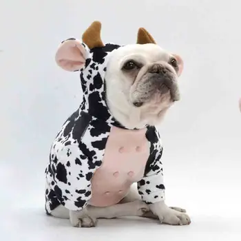Oblečenie Pre Psy, Mlieko Kravy Modelovanie Tvorivé Pet Oblečenie Na Jeseň A Zimu Zábavné Šteňa Sveter Mačka Mikina Francúzsky Buldog Ks + 