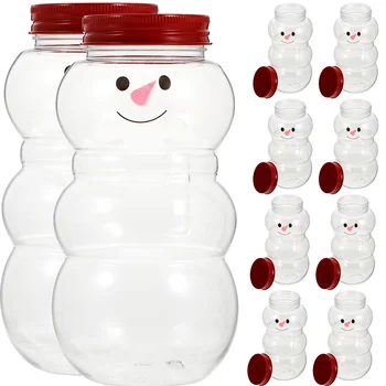 Fľaše Vianočné Cukrovinky Pohárov Snehuliak Bottlebeverage Containermilk Prázdne Vody Cookie Jar Reusabledrinking Capswrapping Dovolenku