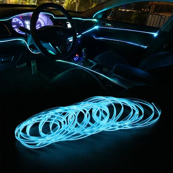 Dekoratívne Lampy Auto styling 5m Svetlo Pásy Auto Lampy Flexibilné Neon EL Vodič Auta 12V LED Studená svetlá