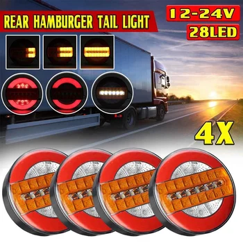 4X Vodotesný LED prípojné Vozidlo Zadné zadné Svetlo Zadnej Brzdy Stop Svetlá Auta, Autobus, Loď Caravan Tečie Zase Signál Lampa