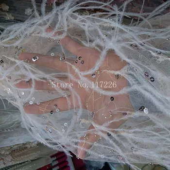 celkom JRB-72015 vyšívané čipky a tylu textílie s pierko a kamene francúzsky čistý čipky textílie pre svadobné šaty