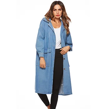 Veľkých denim jacket žena Jeseň nové uvoľnené stredne dĺžky džínsy windbreaker žien Voľný čas windbreaker modrá