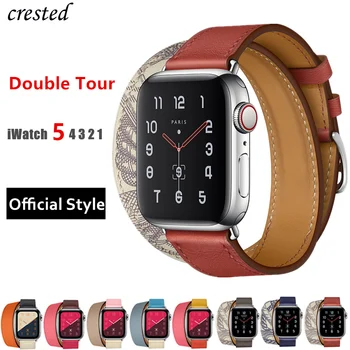 Double Tour Pre Apple hodinky kapela popruh Apple hodinky 5 4 kapela 40 mm 44 mm iWatch 3 kapela 42mm 38mm Originálny Kožený náramok watchband