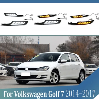 2 ks Pre Volkswagen Golf 7 MK7 2014-2017 LED Jazdu cez Deň Beží Svetla DRL Auto Hmlové Svietidlo 6000K-Biele Svetlo Zase Žlté Svetlo
