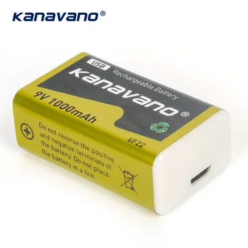 Kanavano 9V 1000mAh USB nabíjateľné lítium-iónové batérie 6F22 li ion bunka pre bezdrôtový mikrofón Gitara EQ dymový alarm multimet