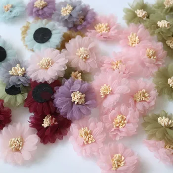 20pcs/veľa diy Šifón kvety škvrny na oblečení 3D kvetinová víla kvetinový parche ropa appliques bordados para ropa