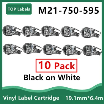 10Pack Kompatibilné M21-750-595-HM Vinyl Label Maker Nálepky Film Použitie Indoor/Outdoor Identifikácia,Laboratórií, Zariadení, Označovanie