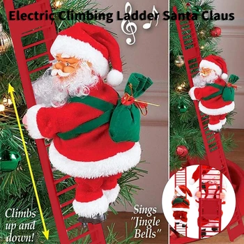 2022 Vianočné Ozdoby Darček Elektrické Lezenie Rebríky Santa Claus Bábiky Hračky s Hudbou Veselé Vianoce Stromu Visí Dekor