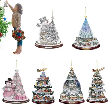 Veselé Vianočné Snehuliak Priehľadný Kryštál 3D Akrylové Sequin Vianočný Stromček Prívesok Stromu Visí Prívesky Veselé Vianoce Dekor