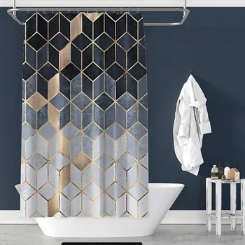Nordic jednoduchosť Nepremokavé Sprchové Závesy Polyester Mramoru Pruhy Tlač Sprchové Závesy Vaňa Obrazovky Pre kúpeľňa