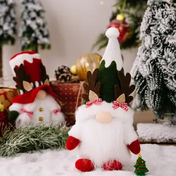 Vianočné Gnome Ornament Antler Luk Zvončekom Dlhé Fúzy Vrkôčiky Roztomilý Anonymný Bábika Home Party Dekorácie