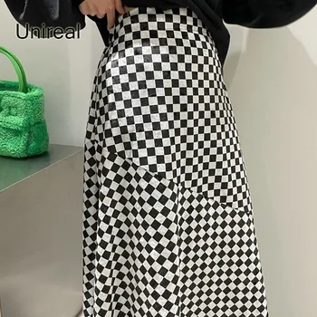 Unireal 2022 Jar Ženy Dlho Hradí Sukne S Vysokým Pásom Streetwear Vintage Bežné Maxi Sukne