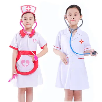 Deti, dievčatá, modrá Lekár dieťa, zdravotná sestra šaty Cosplay povolanie, úlohu hrať halloween Kostýmy Laboratóriu Lekárskej Jednotné oblečenie Šaty
