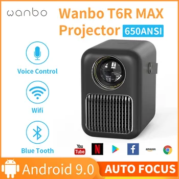 Globálna Verzia Wanbo T6R MAX Projektor s rozlíšením Full HD 4K 1920*1080P LED Prenosný Projektor 650 Ansilm WIFI, BT, 2GB+16GB Ovládanie Hlasom