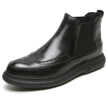 British fashion mens topánky hovädzie kože prízvukom obuv black chelsea boot bullock členok botas masculina botines hombre bottes homme