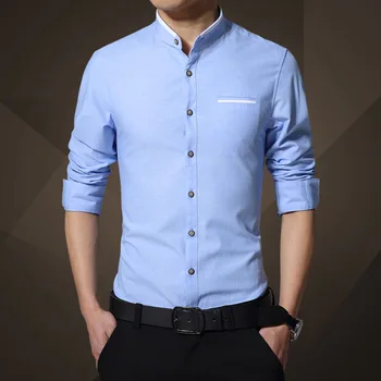 Tričko s dlhým Rukávom Mužov Pevné Mandarin Golier Slim Fit Business Košele Muž Formálne Šaty, Tričko Camisas Pracovných Jednotné TS-440